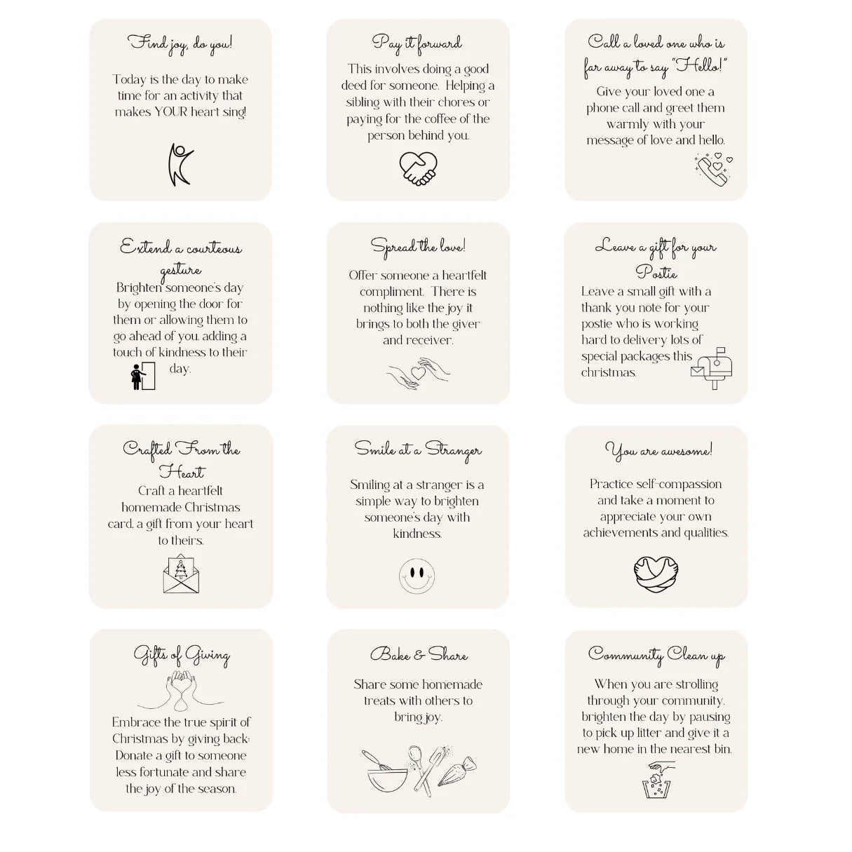 12 Days to Christmas Advent calendar (COOKIES & KINDNESS)