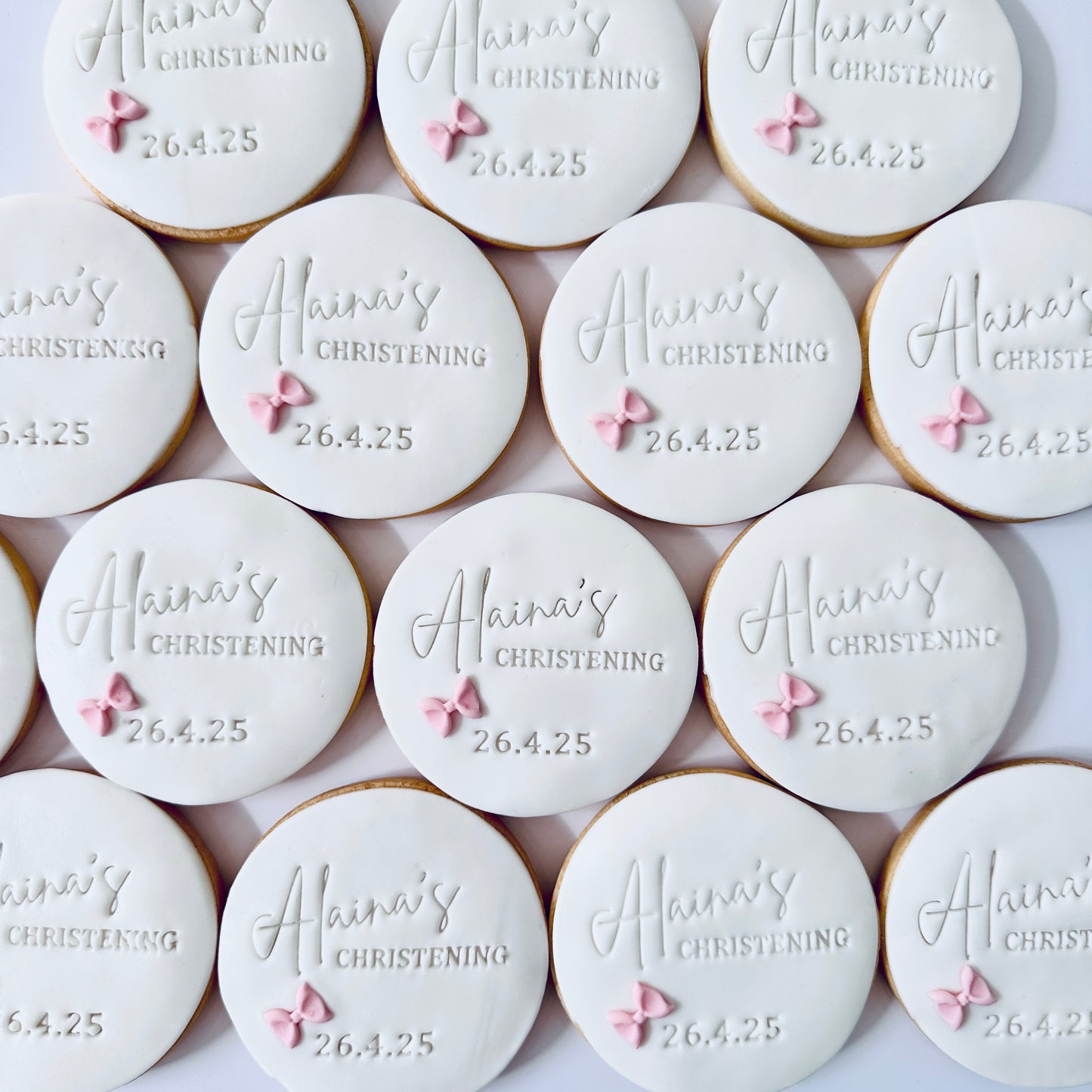 Personalised Round Baptism Cookies with Name/Date