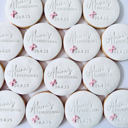 Personalised Round Baptism Cookies with Name/Date