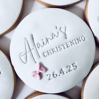 Personalised Round Baptism Cookies with Name/Date