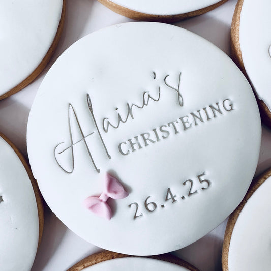 Personalised Round Baptism Cookies with Name/Date